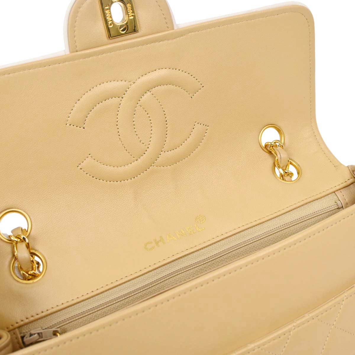 Chanel Beige Lambskin Shoulder Bag