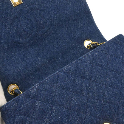 Chanel 1994-1996 Indigo Denim Turnlock Small Full Flap Shoulder Bag