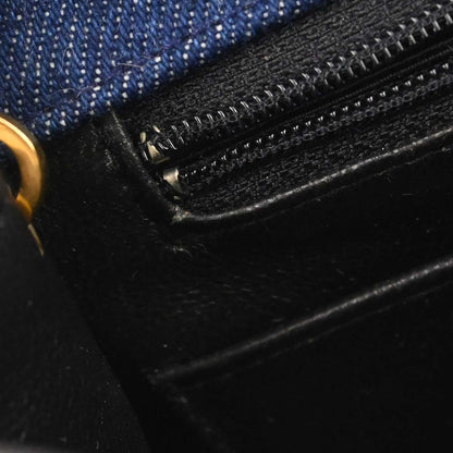 Chanel 1994-1996 Indigo Denim Turnlock Small Full Flap Shoulder Bag