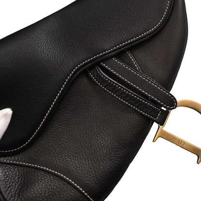 Christian Dior Black Leather Saddle Handbag