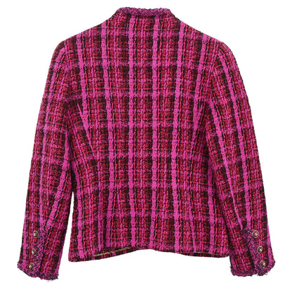 Chanel 1995 Single Breasted Tweed Jacket Pink #38