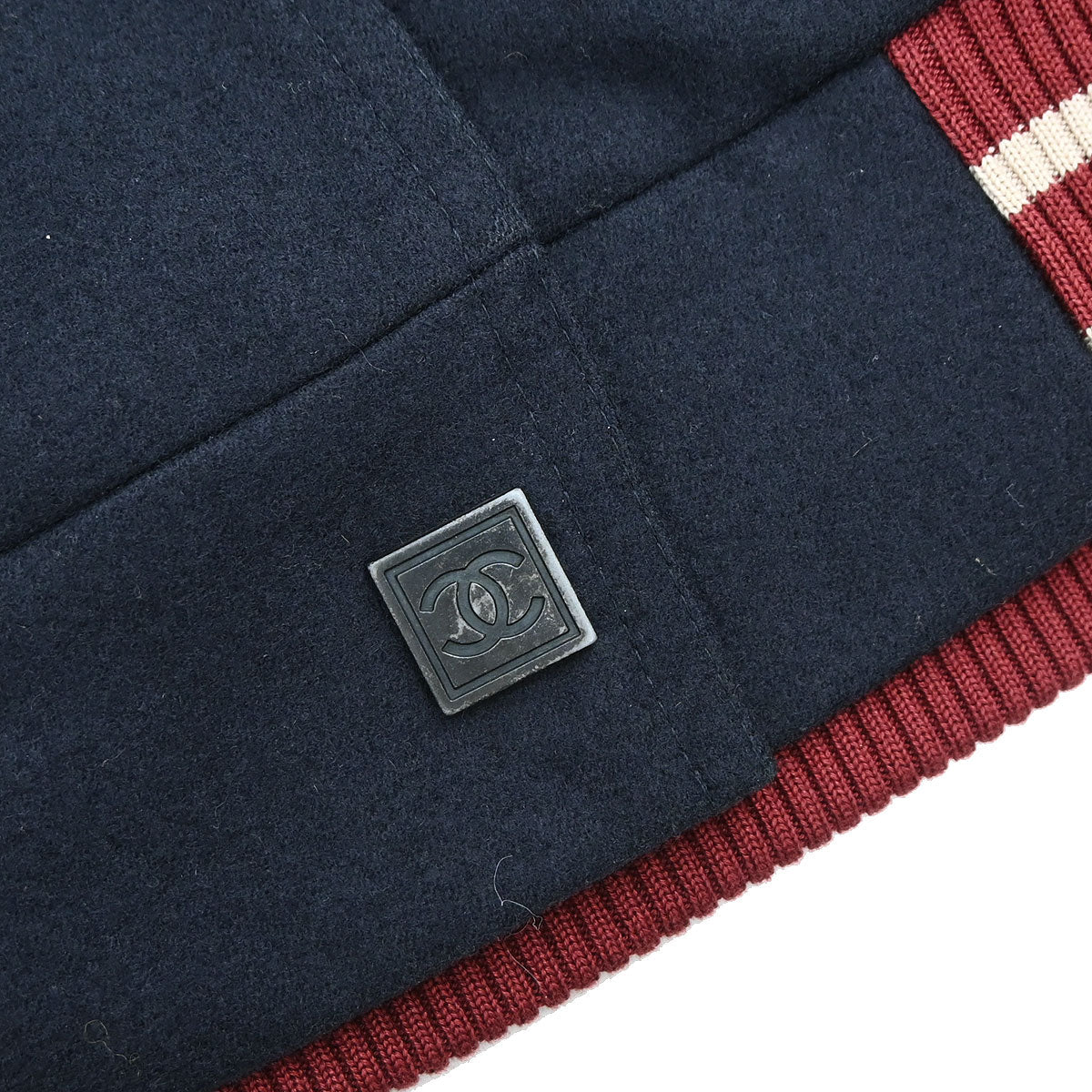 Chanel 2004 Sport Line Spring Letterman Bomber Jacket Navy #42