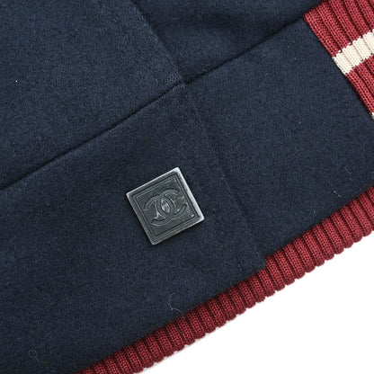 Chanel 2004 Sport Line Spring Letterman Bomber Jacket Navy #42