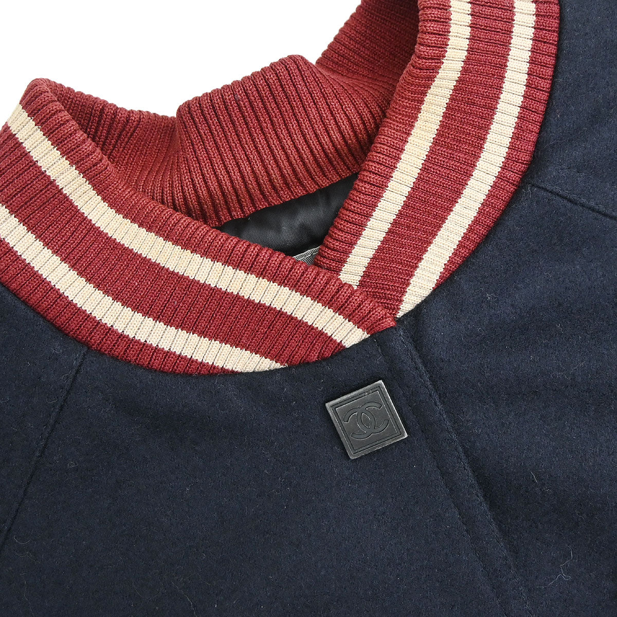 Chanel 2004 Sport Line Spring Letterman Bomber Jacket Navy #42