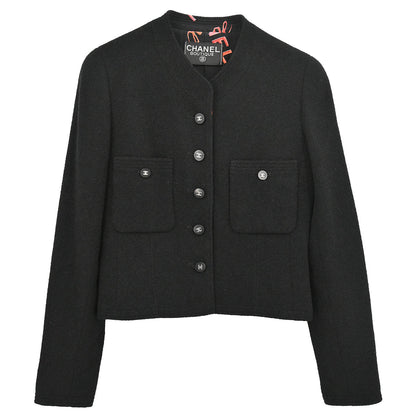 Chanel Collarless Single Breasted Jacket Black