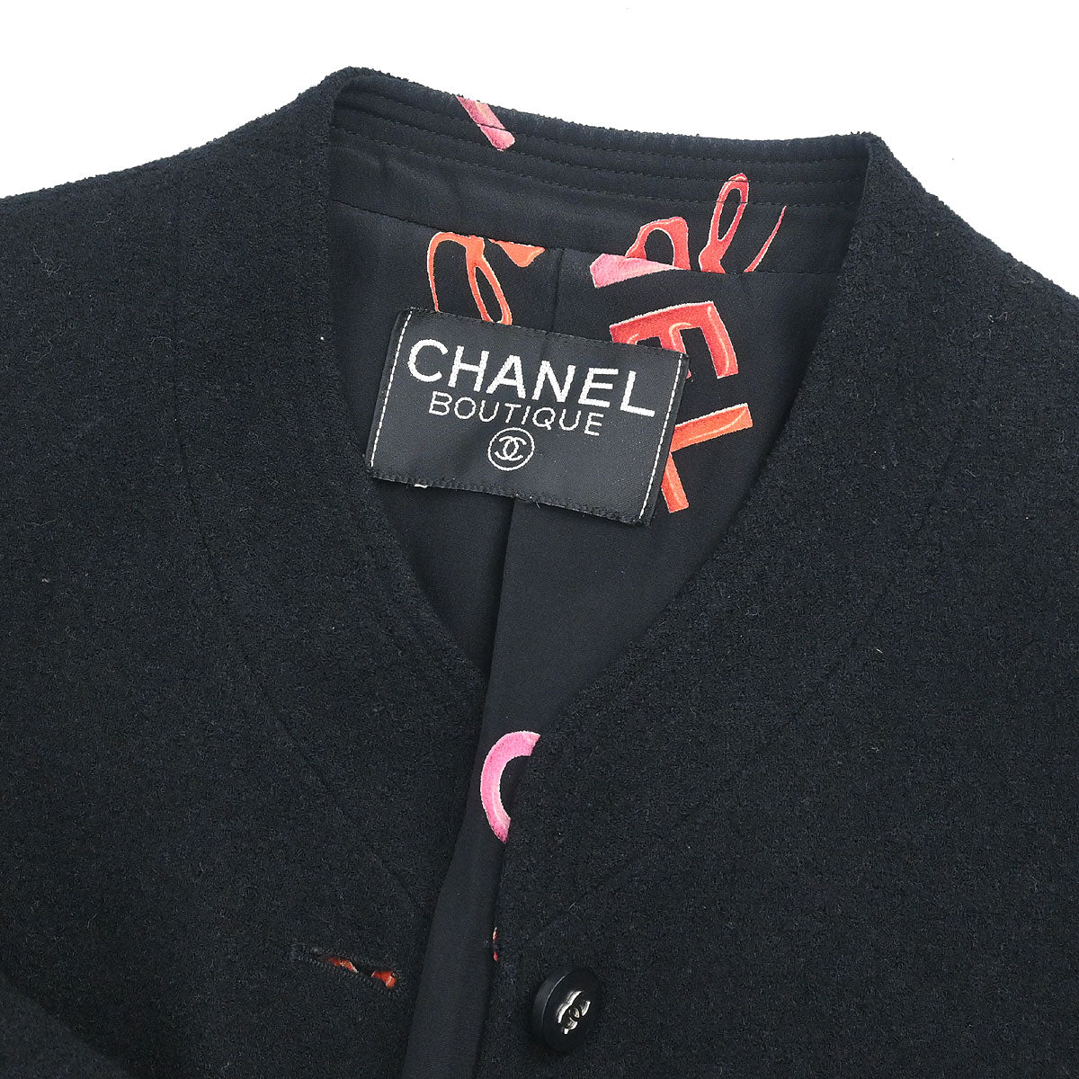 Chanel Collarless Single Breasted Jacket Black