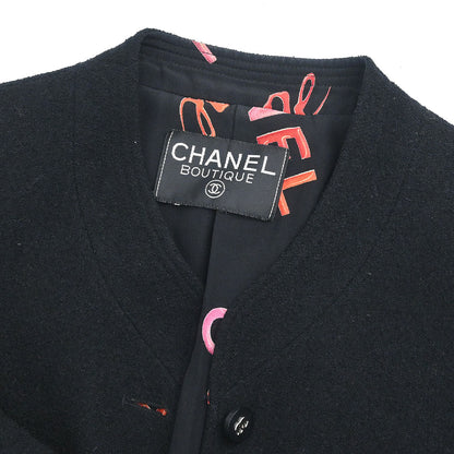 Chanel Collarless Single Breasted Jacket Black