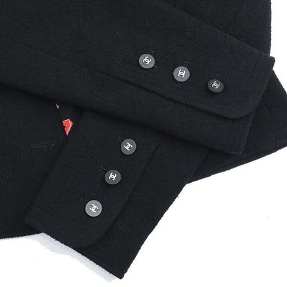 Chanel Collarless Single Breasted Jacket Black