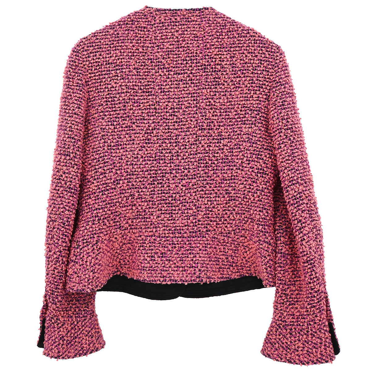 Chanel Single Breasted Collarless Tweed Jacket Pink
