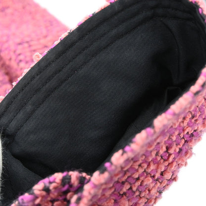 Chanel Single Breasted Collarless Tweed Jacket Pink