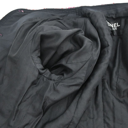 Chanel Single Breasted Collarless Tweed Jacket Pink