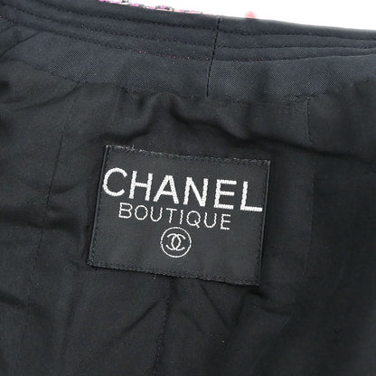 Chanel Single Breasted Collarless Tweed Jacket Pink