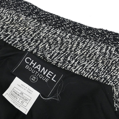 Chanel 1997 Single Breasted Tweed Jacket Black #42