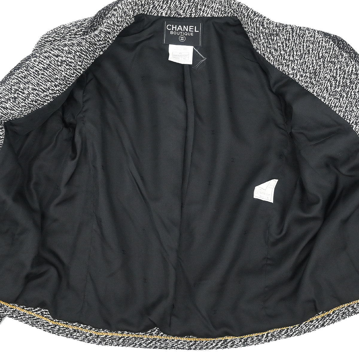Chanel 1997 Single Breasted Tweed Jacket Black #42