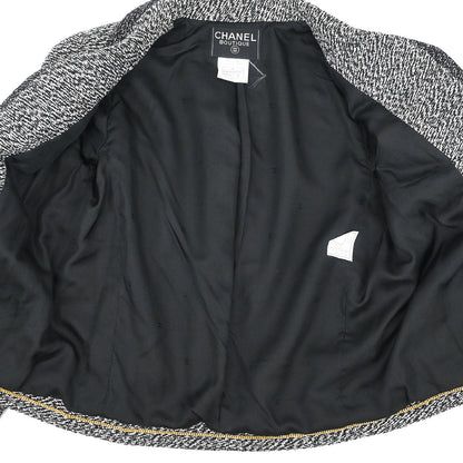 Chanel 1997 Single Breasted Tweed Jacket Black #42