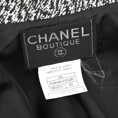 Chanel 1997 Single Breasted Tweed Jacket Black #42