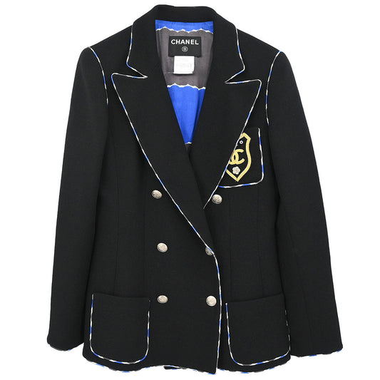 Chanel 2005 Emblem Double Breasted Jacket Black #38