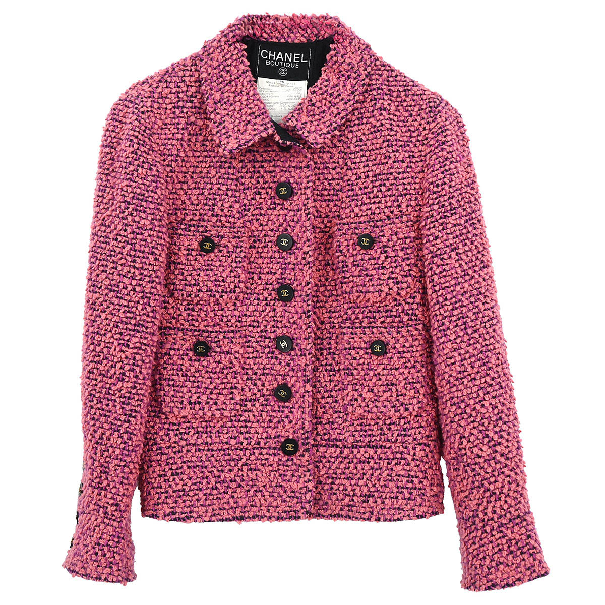Chanel 1994 Single Breasted Tweed Jacket Pink #36
