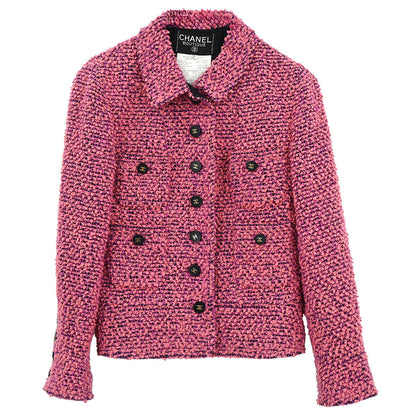 Chanel 1994 Single Breasted Tweed Jacket Pink #36