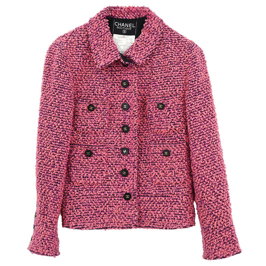 Chanel 1994 Single Breasted Tweed Jacket Pink #36