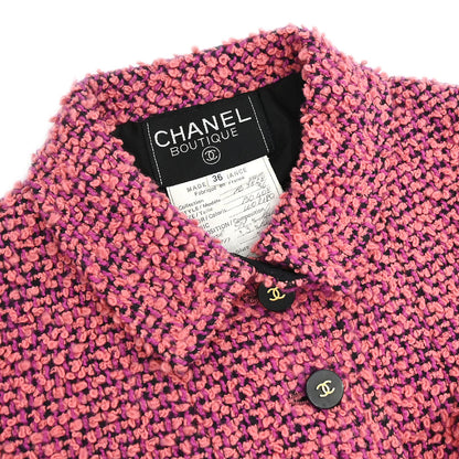 Chanel 1994 Single Breasted Tweed Jacket Pink #36