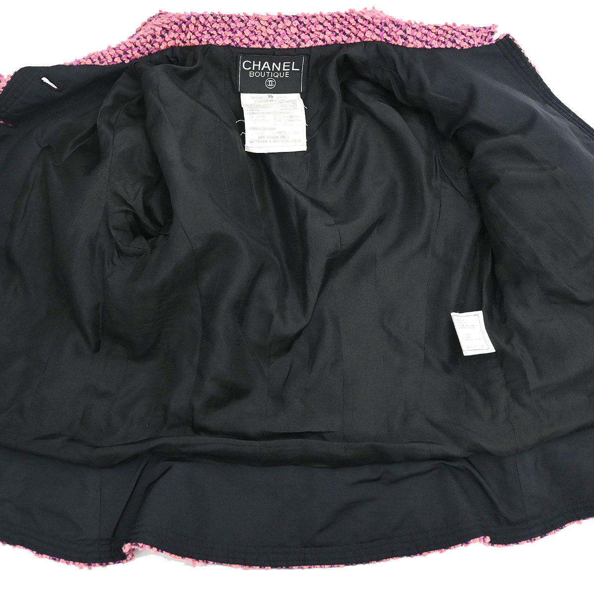 Chanel 1994 Single Breasted Tweed Jacket Pink #36