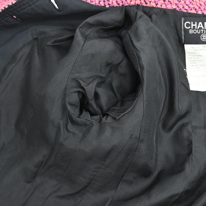 Chanel 1994 Single Breasted Tweed Jacket Pink #36