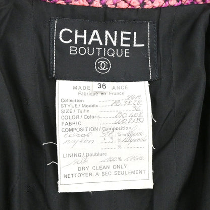 Chanel 1994 Single Breasted Tweed Jacket Pink #36