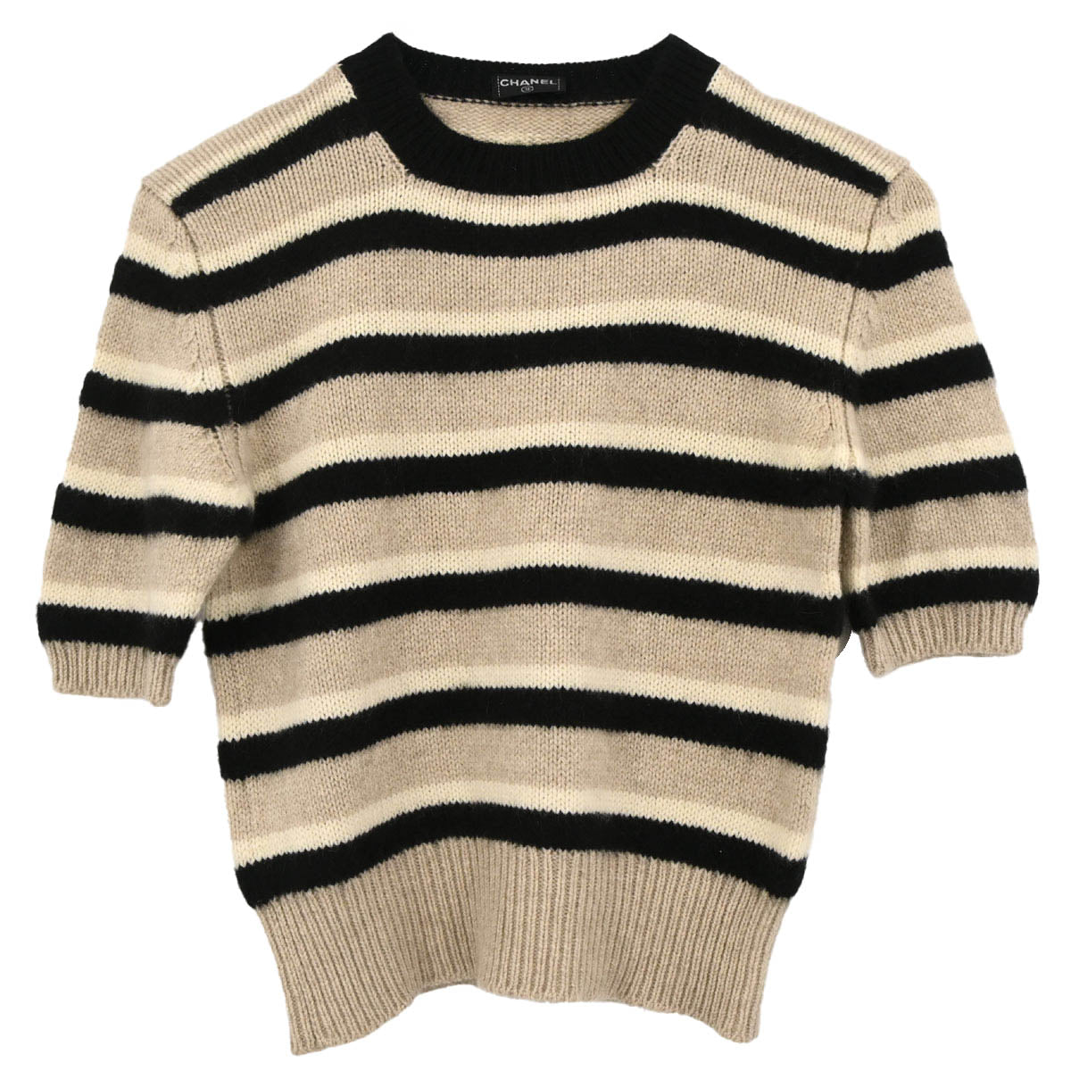 Chanel 1996 Set Cardigan Short Sleeve Top Beige #38