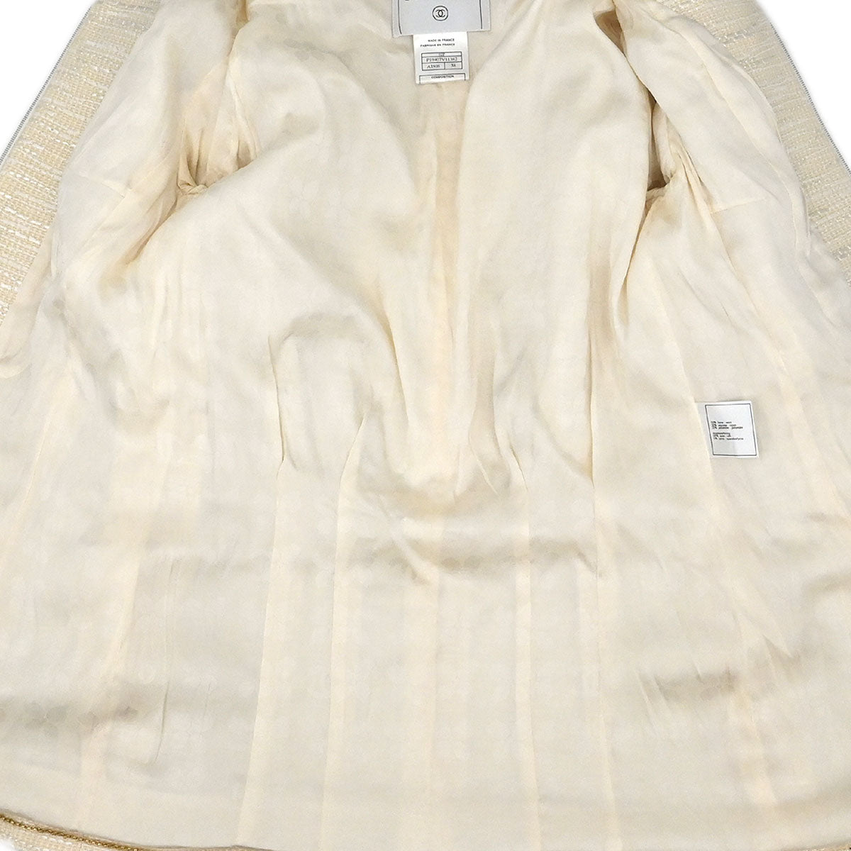 Chanel 2002 Collarless Single Breasted Jacket Ivory #38