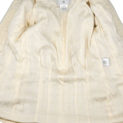Chanel 2002 Collarless Single Breasted Jacket Ivory #38