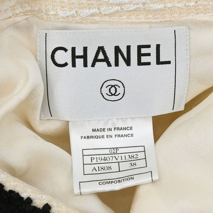Chanel 2002 Collarless Single Breasted Jacket Ivory #38