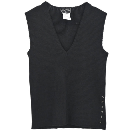 Chanel 1999 Sleeveless Top Vest Black #42