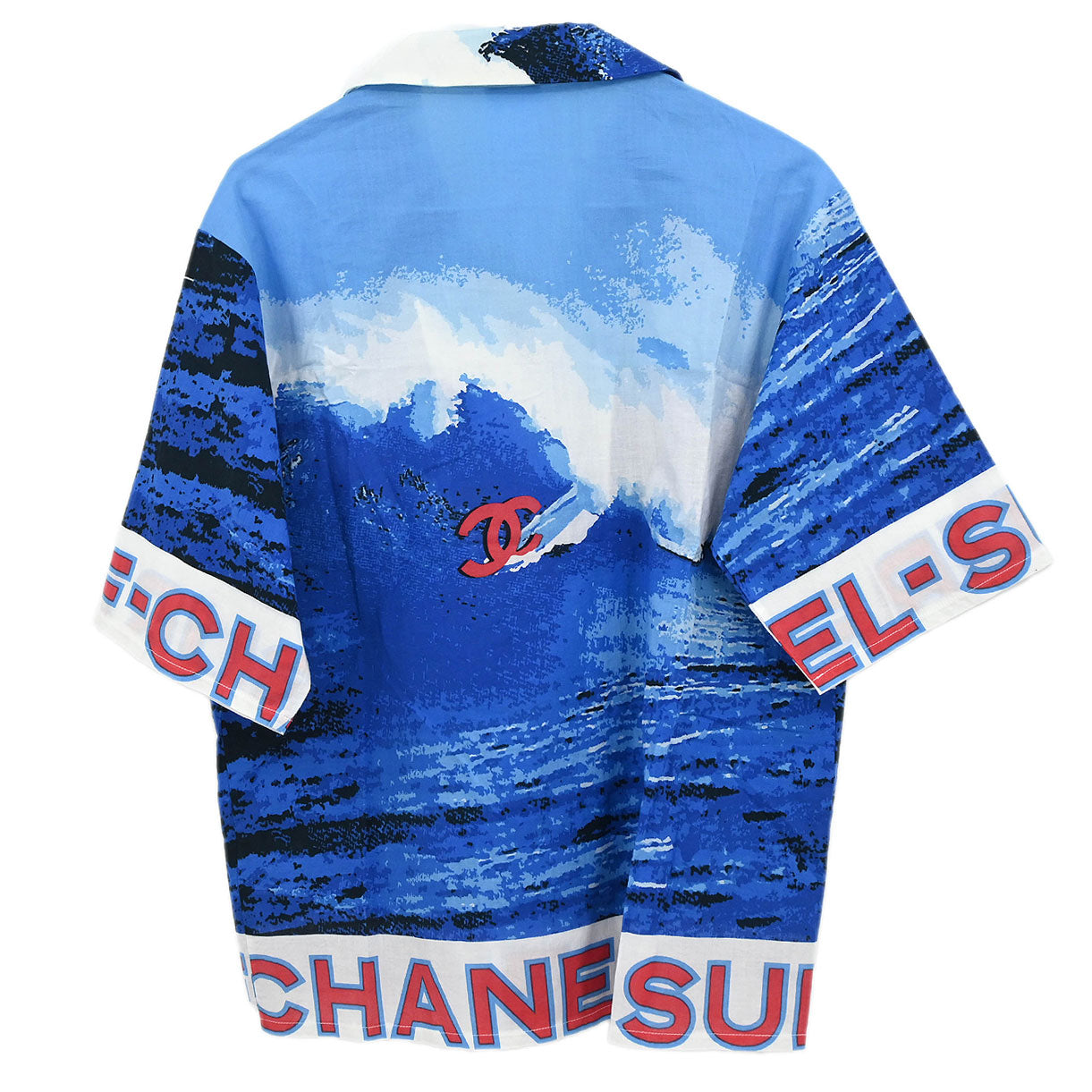 Chanel 2002 Surf Line Short Sleeve Shirt Blouse Top Blue #42