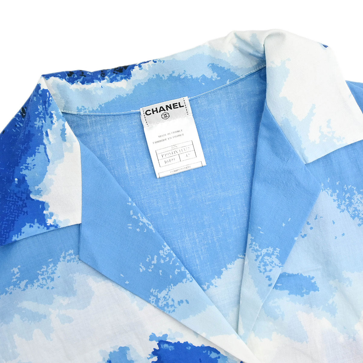 Chanel 2002 Surf Line Short Sleeve Shirt Blouse Top Blue #42