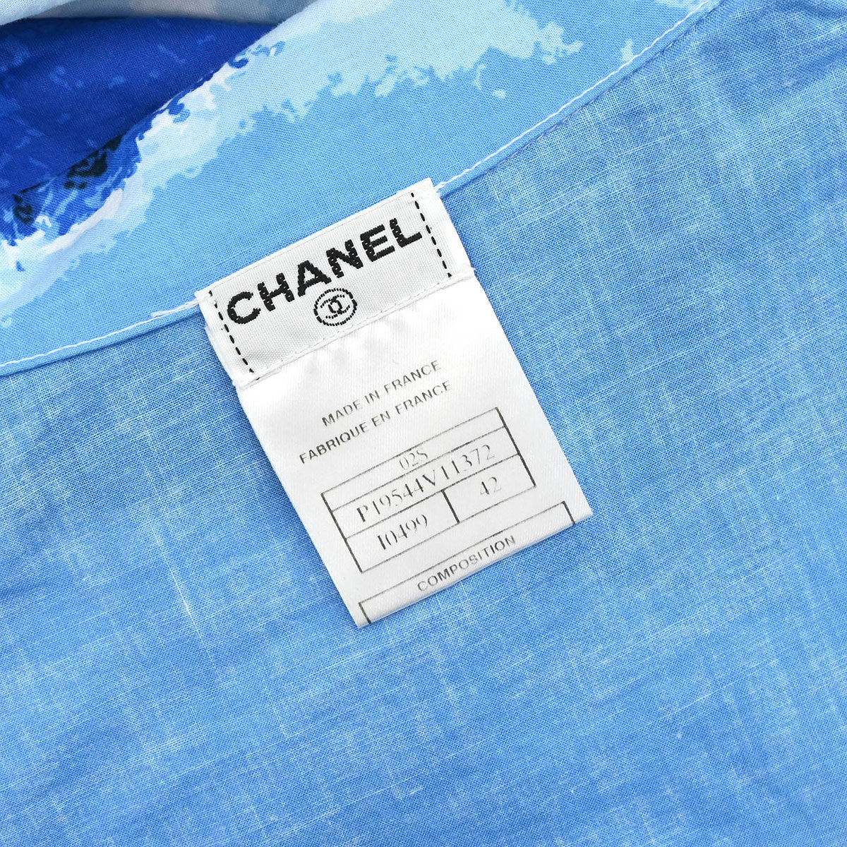 Chanel 2002 Surf Line Short Sleeve Shirt Blouse Top Blue #42