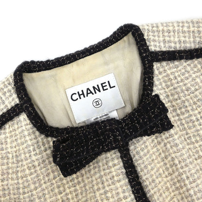 Chanel 2003 Single Breasted Collarless Jacket Beige #40