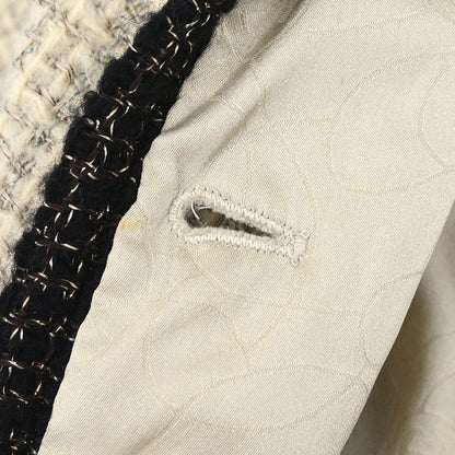 Chanel 2003 Single Breasted Collarless Jacket Beige #40