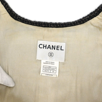 Chanel 2003 Single Breasted Collarless Jacket Beige #40