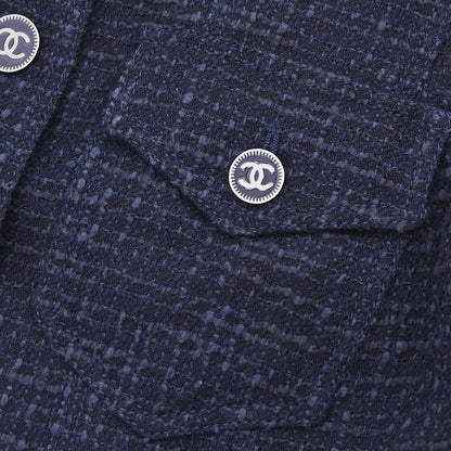 Chanel 2001 Single Breasted Jacket Vest Navy #36