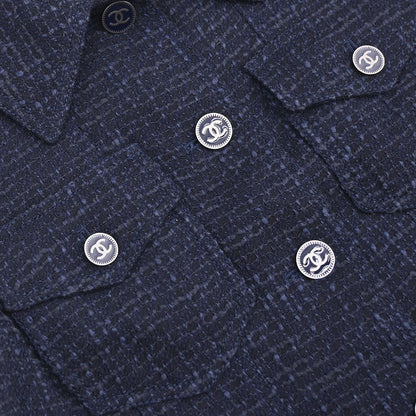 Chanel 2001 Single Breasted Jacket Vest Navy #36