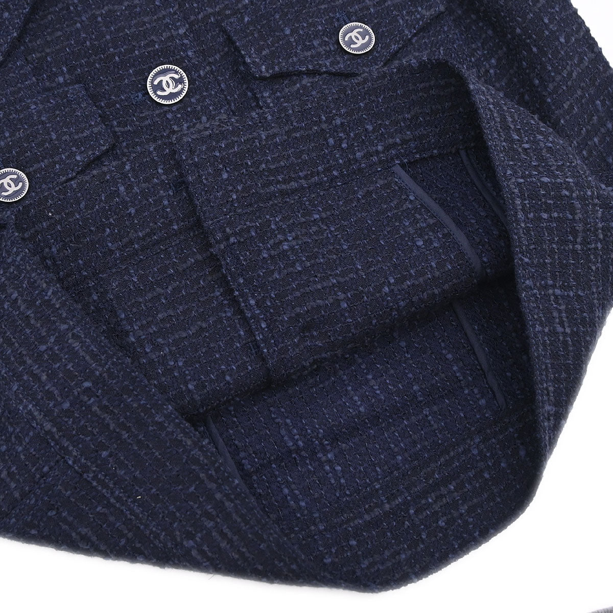 Chanel 2001 Single Breasted Jacket Vest Navy #36