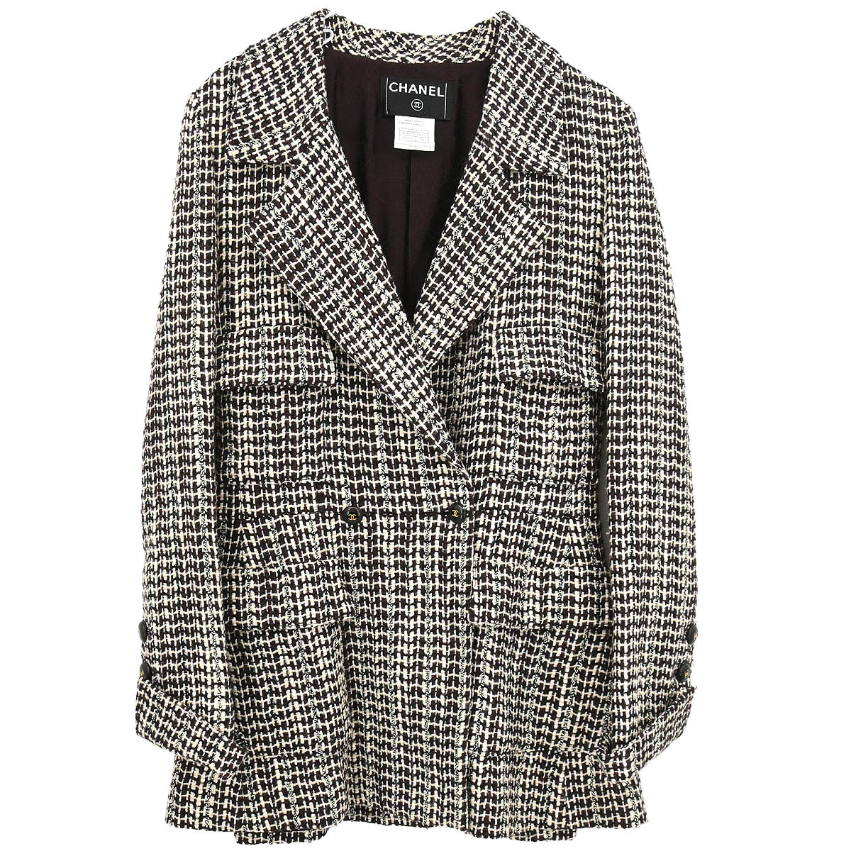 Chanel 2001 Double Breasted Jacket Brown #38