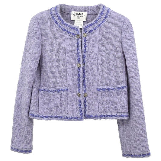 Chanel 1998 Collarless Jacket Purple #38