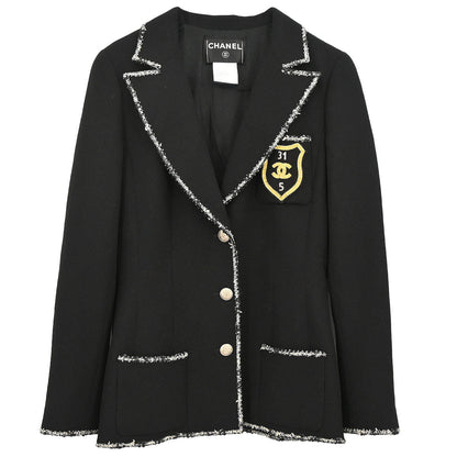 Chanel 2005 Single Breasted Emblem Jacket Black #40