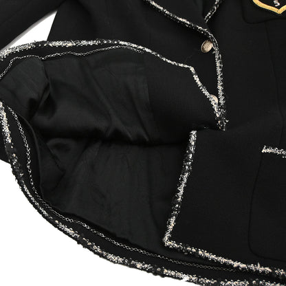 Chanel 2005 Single Breasted Emblem Jacket Black #40