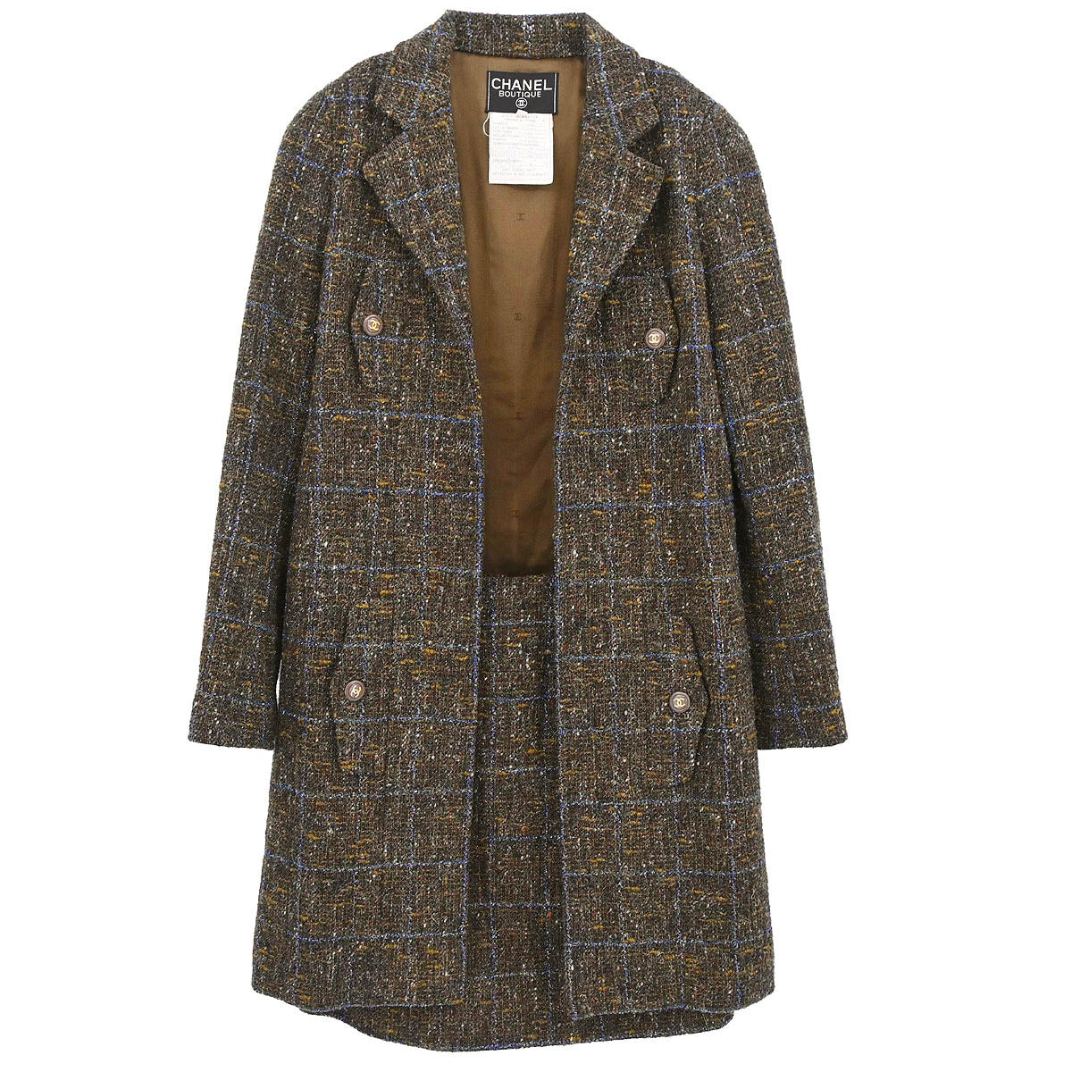 Chanel 1994 Setup Suit Jacket Skirt Brown #36