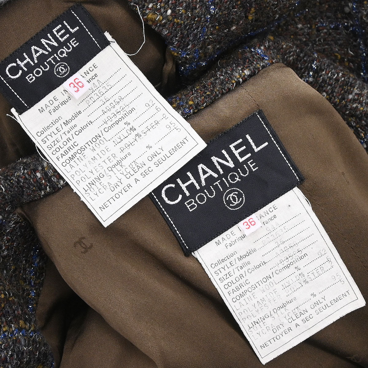 Chanel 1994 Setup Suit Jacket Skirt Brown #36
