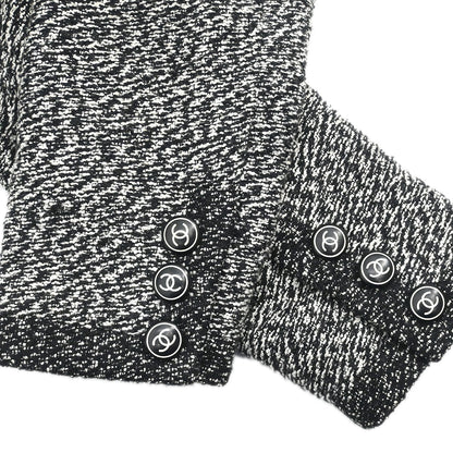 Chanel 1997 Tweed Setup Suit Jacket Skirt Black #38