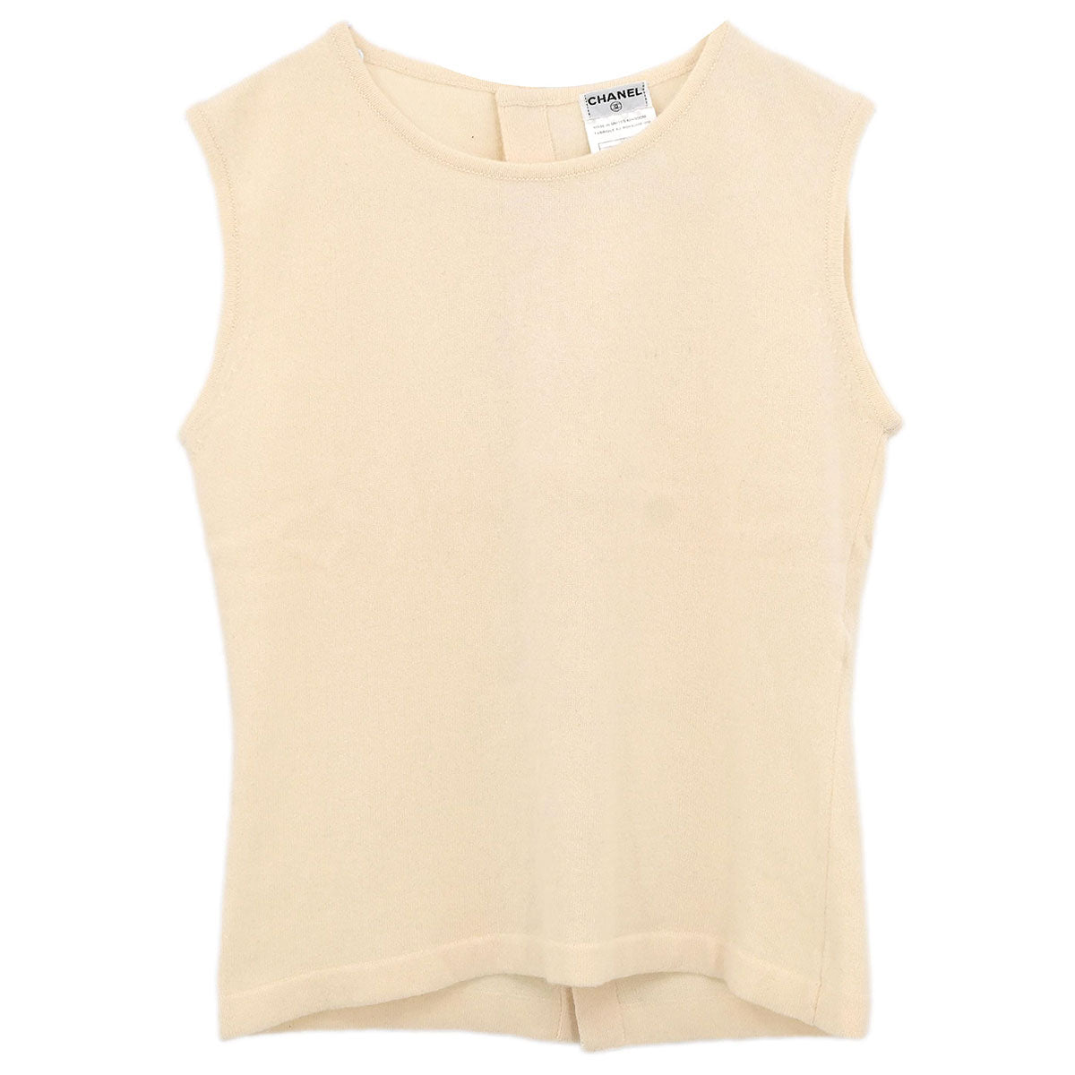 Chanel 2002 Sleeveless Knit Top Ivory #38